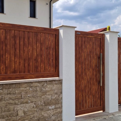 Alu Zaun - cherry wood