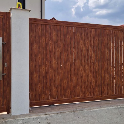 Alu Zaun - cherry wood