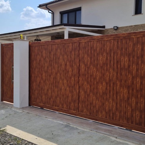 Alu Zaun - cherry wood